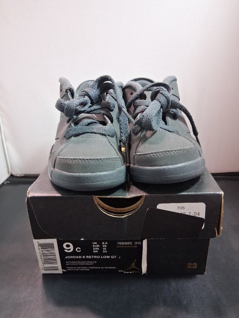 Nike Air Jordan 6 Retro Low GT 768885 016 9c Anthracite 01/18/17 02/24/17